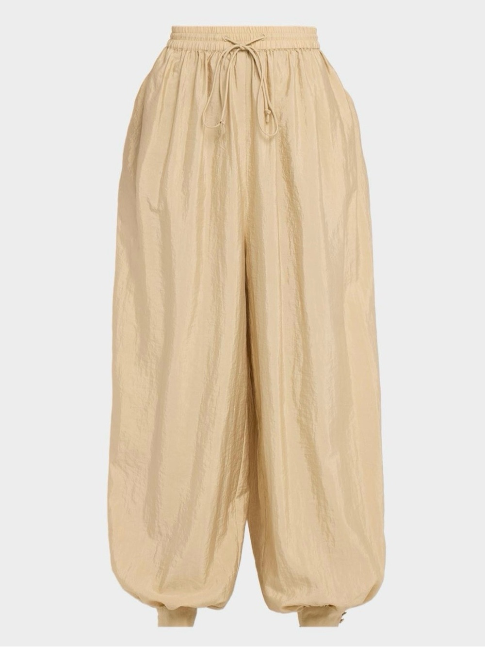 Cinq a Sept Verne Tumbled Woven Khaki Beige Wide-Leg Drawstring Balloon Pants XS